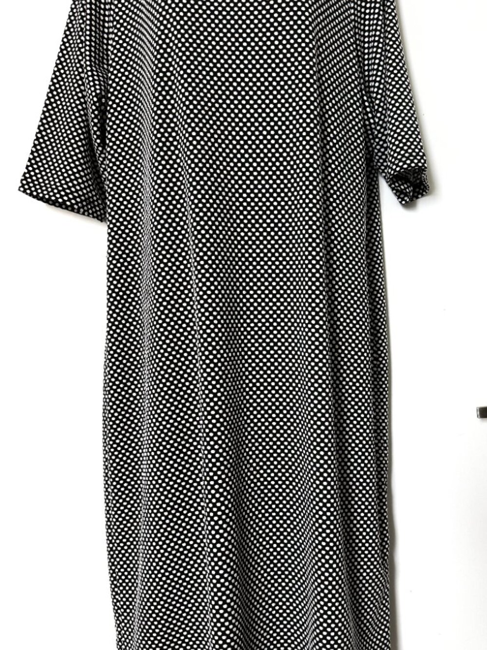 True Envy Dress, Black/White Polka Dot Midi Short Sleeve Summer  (XL)